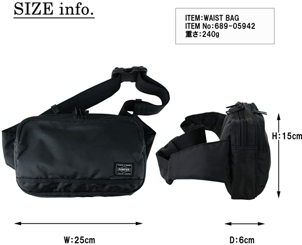 Yoshida Bag PORTER FLASH WAIST BODY BAG Black 689-05942 MADE IN