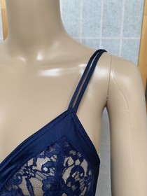 VTG~ Victoria's Secret GOLD CROWN Label Navy  Lace Teddie ~Size S ~Made in USA