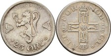 Norwegen 25 &Ouml;re 1919  Silber 2,4 g Original M&uuml;nze #HUT145