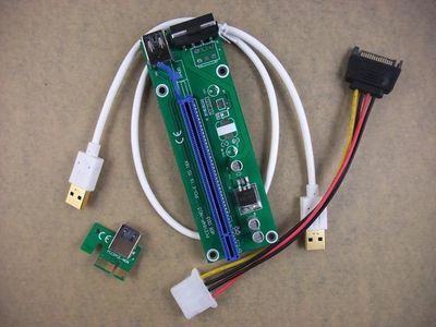 PCI-E 1X to 16X Adapter USB 3.0 Cable Enhanced Extender Riser Adapter Set 30CM