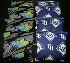 8 CORNHOLE BEANBAGS made w Tampa Bay Rays Fabric ACA Reg Bags, Top Quality, NEW