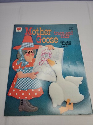 Vintage Whitman Mother Goose Trace And Color Activity Coloring Book 1977