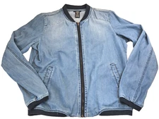 Vtg  90s Y2K Justify Jean Jacket Womens M Full-Zip  Distressed Pockets Retro