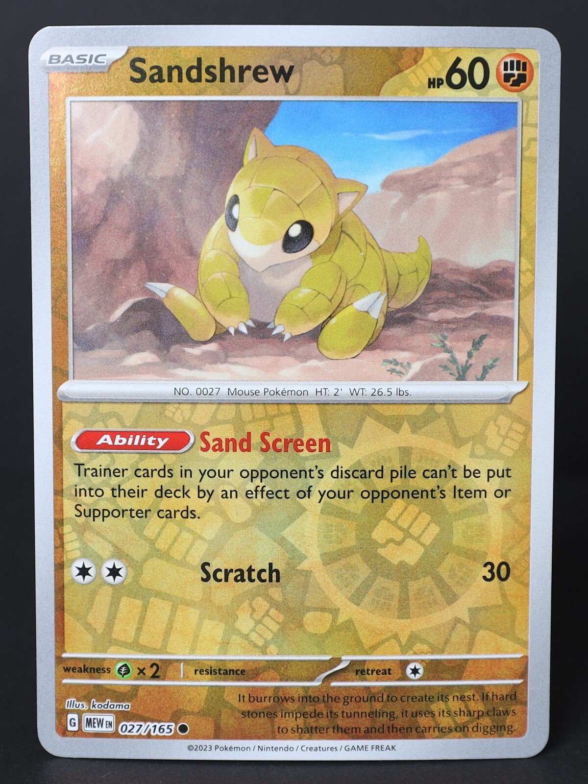 Sandshrew 027/165 Reverse Holo SV 151 2023 Pokemon Card LP