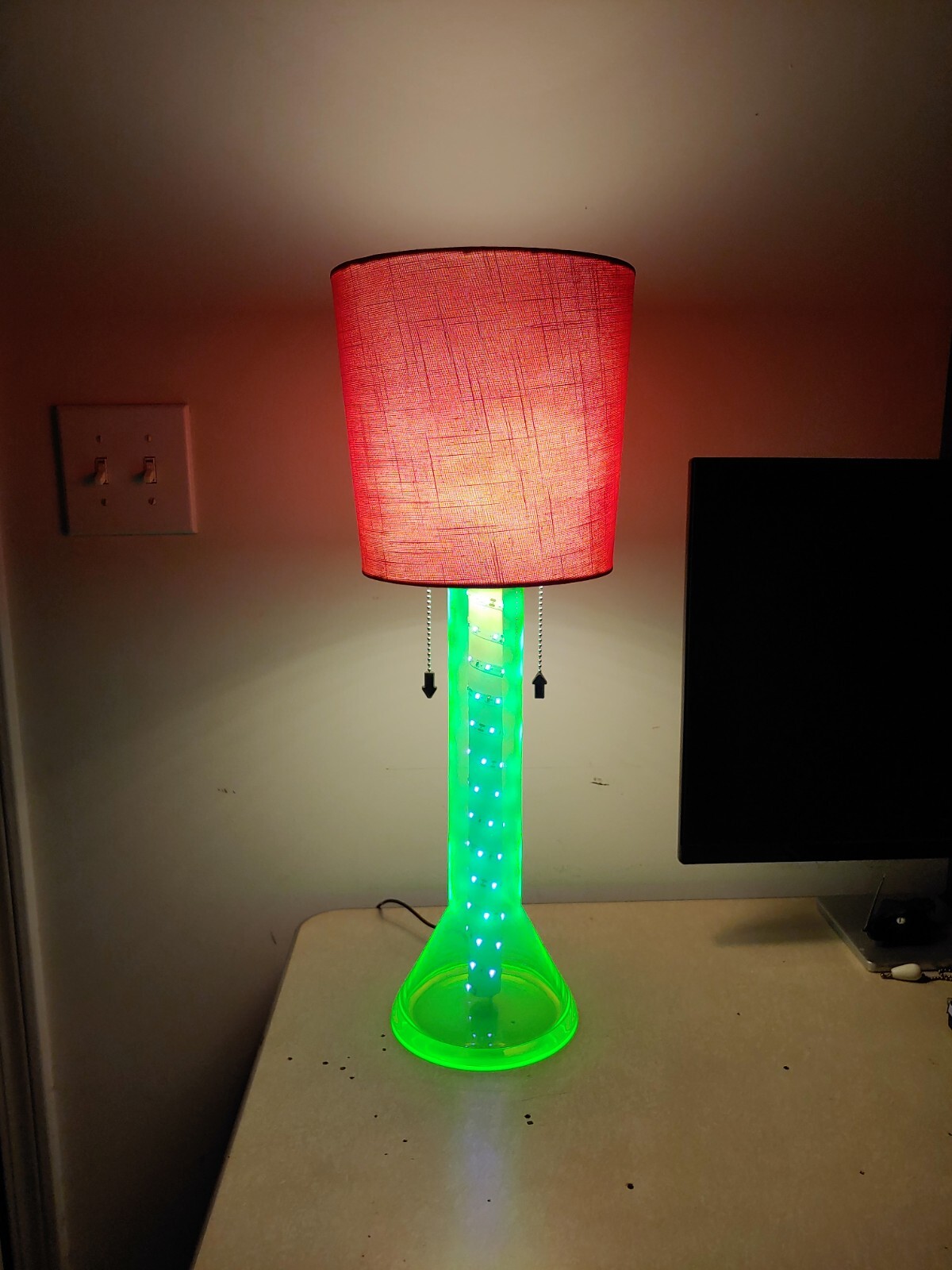 Handmade Green Uranium Vaseline glass lamp eBay