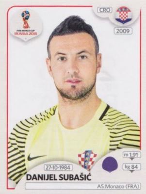 Panini Sticker Fußball WM 2018 Russia Nr. 314 Danijel Subasic CRO Bild NEU