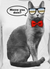 Meow You Doing Cat Shirt, Cool Sunglasses Kitty Kat, Small - 5X, Funny, Humor