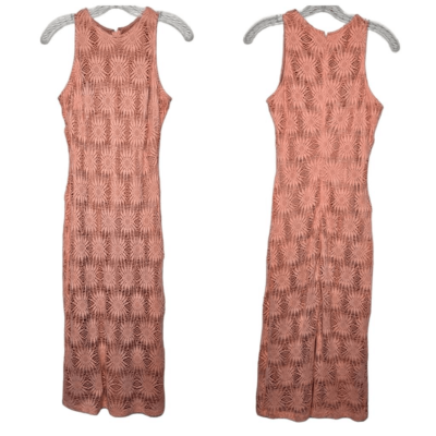 Alexia Admor Lace Overlay Peach Pink Sleeveless Midi Dress Size Small