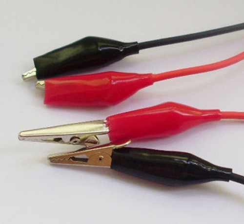 50pcs Alligator Test cable Alligator Clip to Alligator Clip line RED+BLACK 46cm - Foto 2 di 2