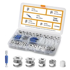 90PCS 3-in-1 Furniture Cam Locks Eccentric Wheels Nut & Bolt Assortment Kit