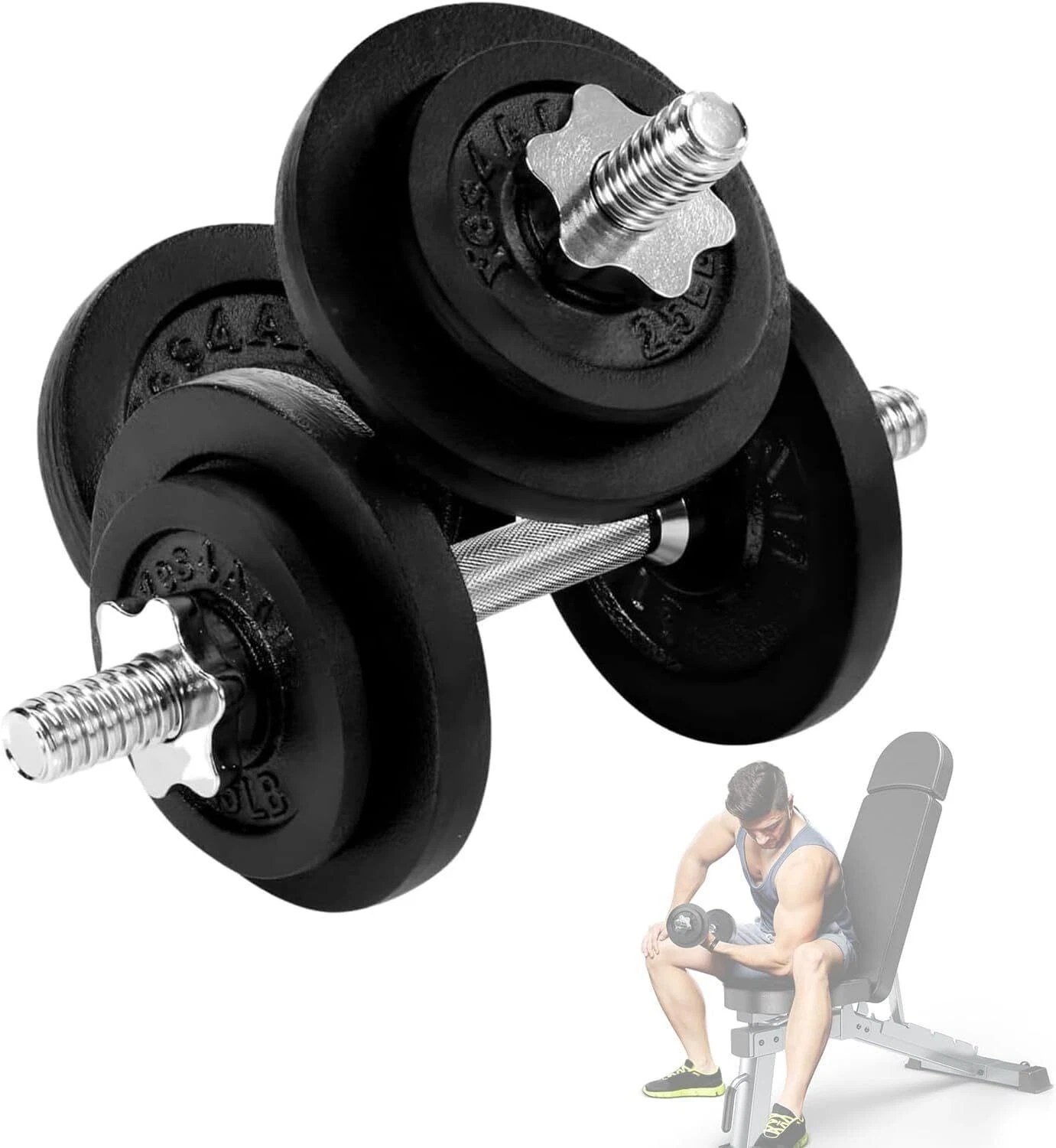 Adjustable Dumbbell Set 40-200lbs Weight Plates Exercise Workout Sport Equipment