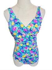 L.L. Bean Multicolor Vintage Floral Swimwear with Blue Base