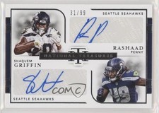 2018 Panini National Treasures 31/99 Rashaad Penny Shaquem Griffin Auto up0