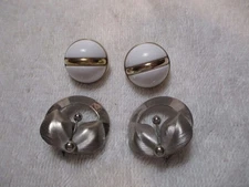 Vintage Signed Emmons Silver Tone & White Dome Enamel Sarah Cov. Earrings