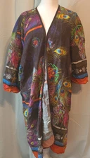 Womans Citron Santa Monica open front top  - Size 2x - Peacock feather print