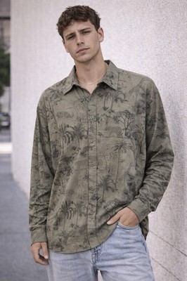 Jane & Delancey Jungle Animal Print Button-Up Shirt Men s 2XL