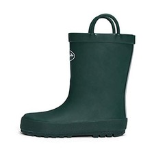Kids Rain Boots, Waterproof Rubber Matte Boots with Easy 6 Big Kid Dark Green