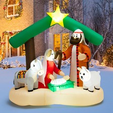 6.7FT Christmas Inflatable Nativity Scene w/ LEDs  Built-in Air Blower