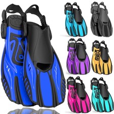 Otowaving Adjustable Open Heel Snorkel Diving Fins Swim Flippers Travel