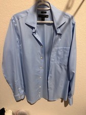 Pronto Uomo Non-Iron Slim Fit Blue 100 Cotton Dress Shirt 15.5 34/35