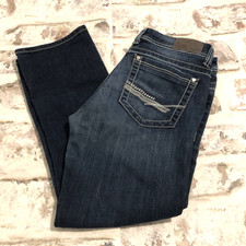 Bke Jeans Womens SZ 30 Harper Low Rise Dark Wash Blue Whiskering Cropped Denim