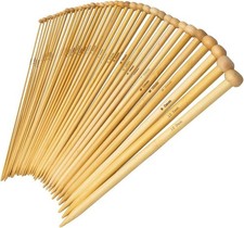 36PCS Bamboo Knitting Needles Set, Single Pointed Knitting Needles, 9