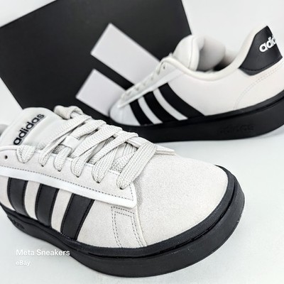 Adidas US 9.5 Men's Grey Black Suede Comfort Retro Grand Court Alpha  IH1287 NIB