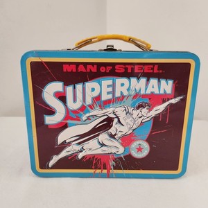 Tin Box Superman Metal Lunch Box 3D Embossed Front Man of Steel DC Comics