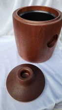 Rare Vintage Staved Teak Modernist Ice Bucket-Henning Koppel for Georg Jensen