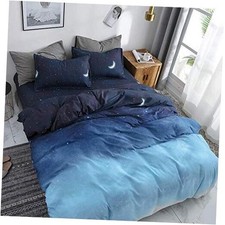 Blue Duvet Cover Size, Star Moon Printed Aesthetic Duvet Cover King Blue Stars