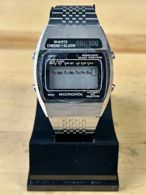 Vintage NOS Micronta Digital Watch Chrono Alarm w/ Case & Manual Untested