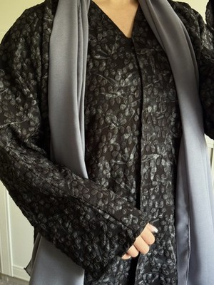 3D Blumen Jacquard Damen Abaya Kaftan Muslim Kleid Dubai Islamischer Hijab Größe 56