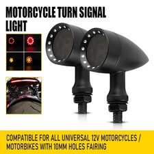 2Pcs Universal Motorcycle Turn Signal Indicators Bullet Amber Light Black