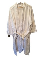 Vintage Christian Dior Bath Robe White Terry Cloth 3/4 Sleeve 100 Cotton OSFA