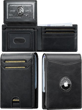 Slim Airtag Wallet for Men: RFID Blocking Leather Card Holder with Airtag Slot -