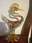 Colorful Murano 12” Glass Heron Bird