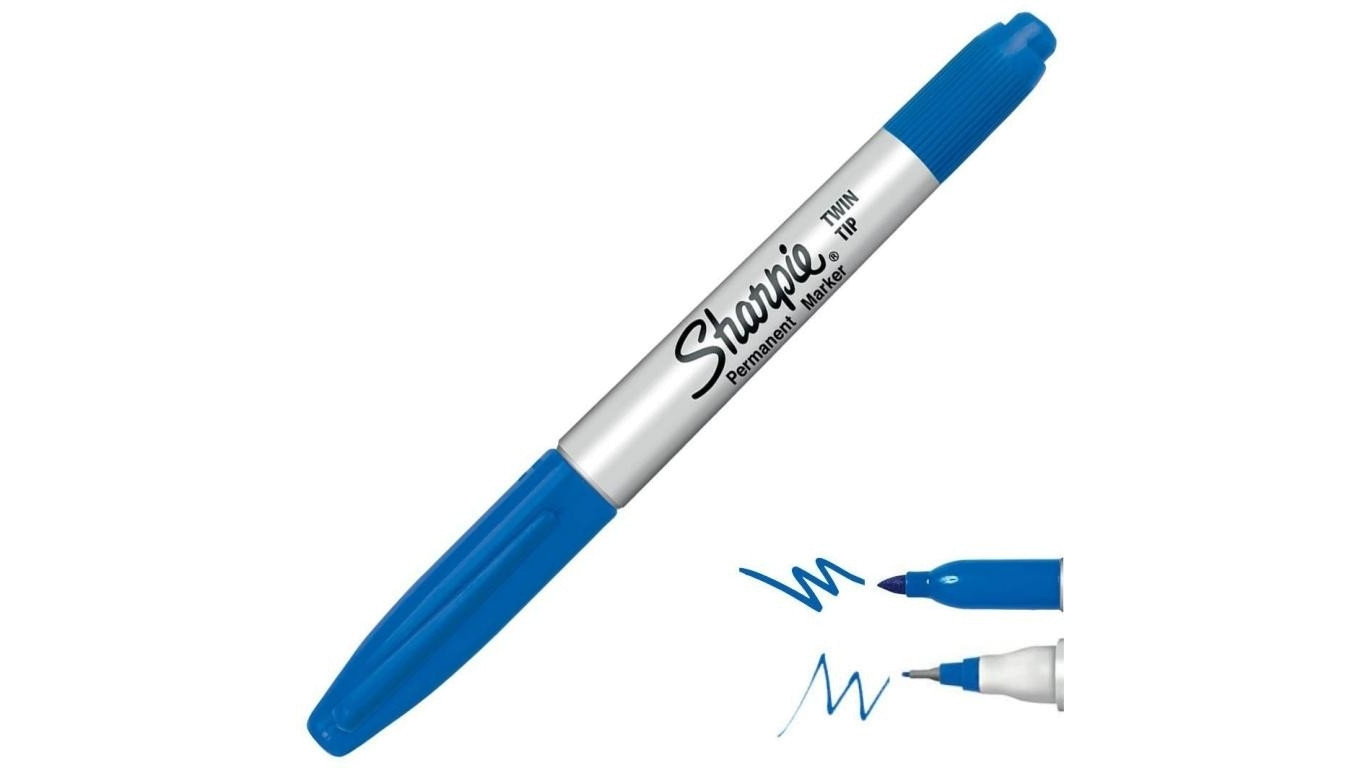 Маркер перманентный двустрочный 2w1 niebieski z kocwkami 0510мм wodoodporny S 3090₽