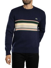 Image of Lacoste Men's French Made Striped Sweatshirt, Blue