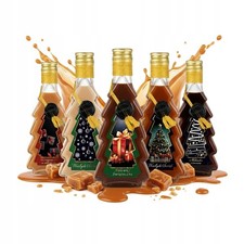 5 Flaschen mit Weihnachtsbaum-Motiv, 250 ml, dekoriert f&uuml;r Lik&ouml;re, Wein und Spir