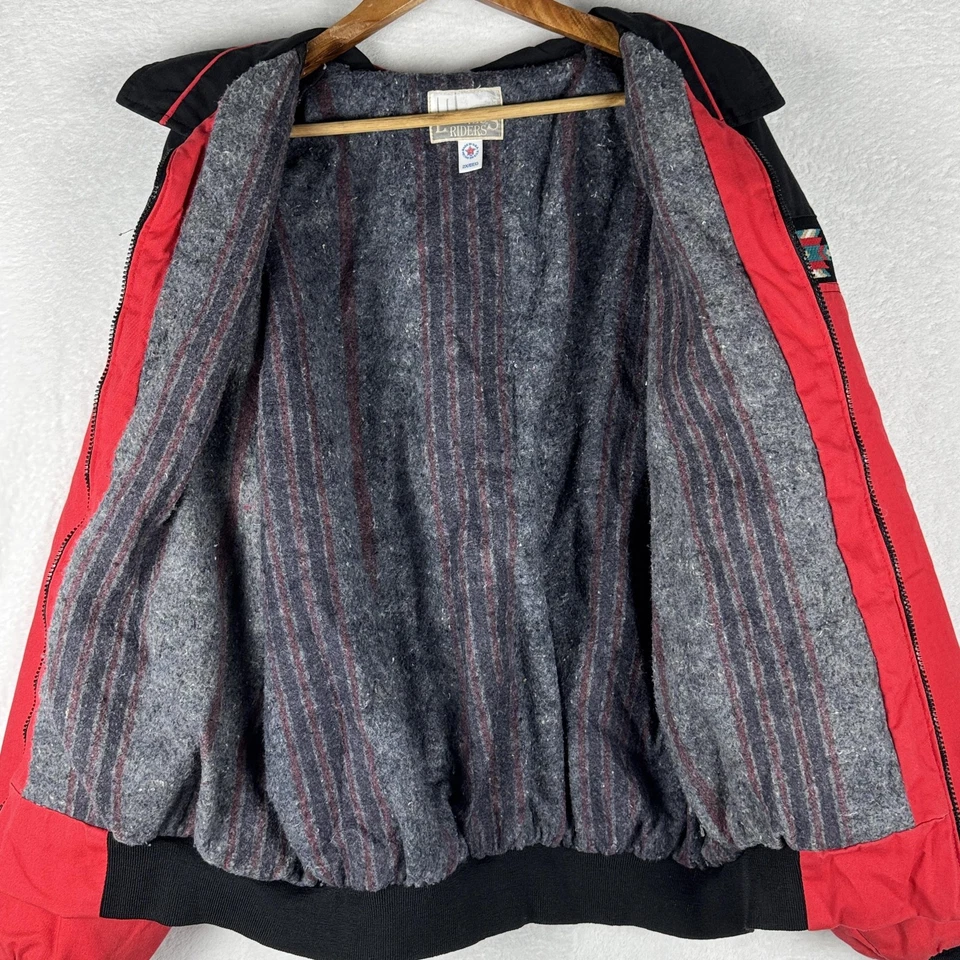 Chaqueta de Colección Express Riders Para Hombres 2XL Roja Azteca Occidental Bombardero Hecha en EE. UU. 90s Foto 4 de 4