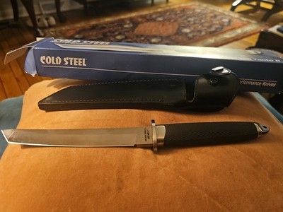 VINTAGE COLD  STEEL MAGNUM TANTO II SAN MAI JAPAN KNIFE  with Leather Sheath