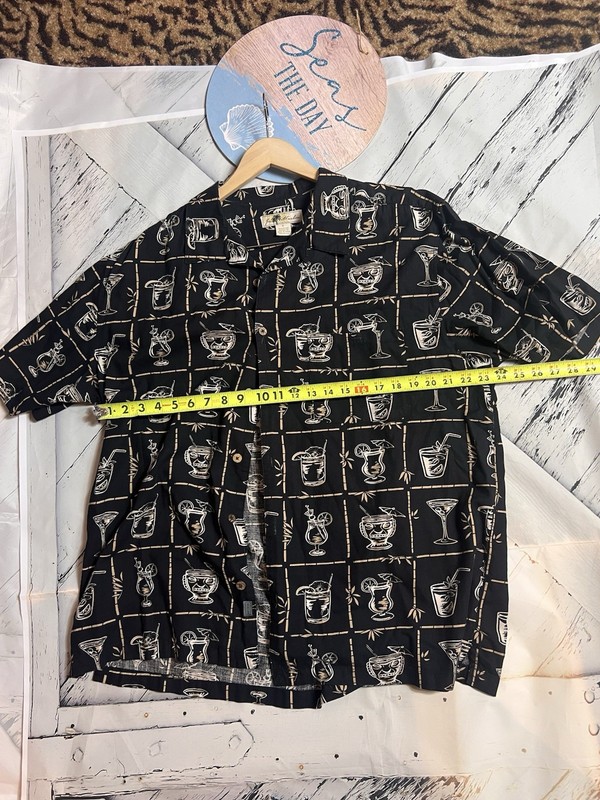 Joe Marlin Men's 2XL Rayon blend Tiki Cocktail Graphic Print Button-Up Shirt
