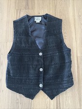 Vintage Tantrums Black Textured Crochet Vest 90s Boho Hippie Button Up