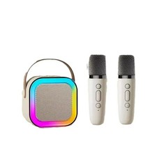 Wireless Mini Karaoke Speaker Bluetooth 2 Microphone RGB Lights
