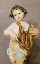 ANTICA STATUETTA IN PORCELLANA CAPODIMONTE DIPINTO A MANO PUTTO CON LA LIRA