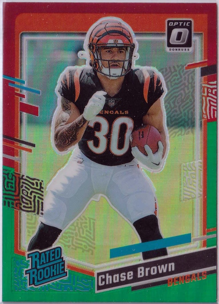 Chase Brown 2023 Donruss Optic Preview Rated Rookie #318 Red Green Bengals
