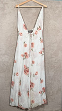 Reformation Floral Maxi Dress Women’s Size 4 White Pink Rose Print Cottagecore