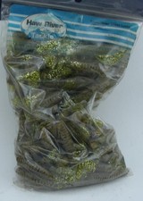 Haw River HR Tackle 4928K Sickle Tail Grub 4" Pumpkinseed Chartreuse Tail 100CT