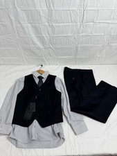KidsWorld of USA 4Pc Formal Suit Set Boys Sz10 Black Vest Micro-Check Shirt NWT