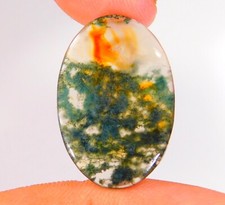 13 Cts Natural Green Moss Agate Oval Cabochon Loose Gemstone 27x18x3 mm CG 0108